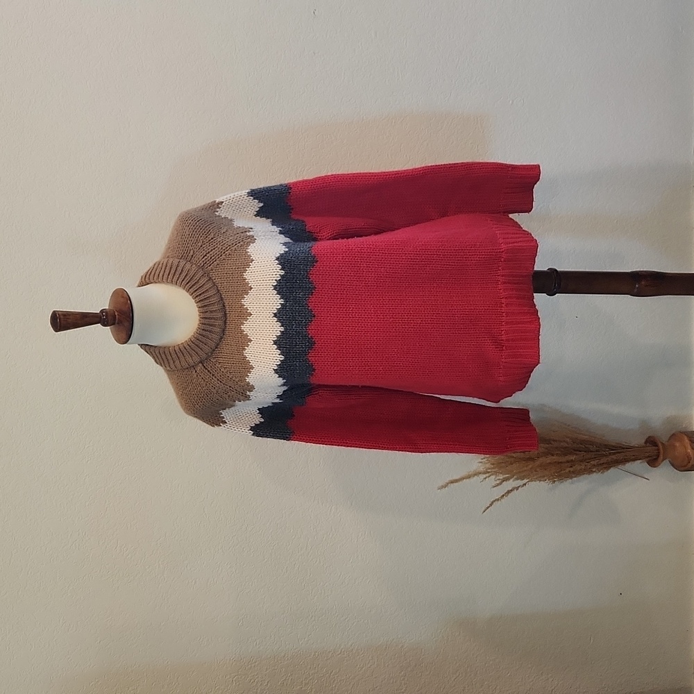 Boden Red and Brown Crew Neck Sweater